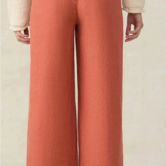 Faherty Sun Strider Linen Pants Wide Leg High Rise Womens Small Red Rock/Orange - Picture 2 of 13